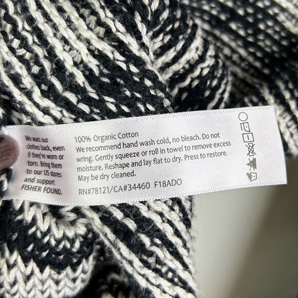 Eileen Fisher Organic Cotton Lightweight Woven Sweater Marled Black & White M - Picture 12 of 13